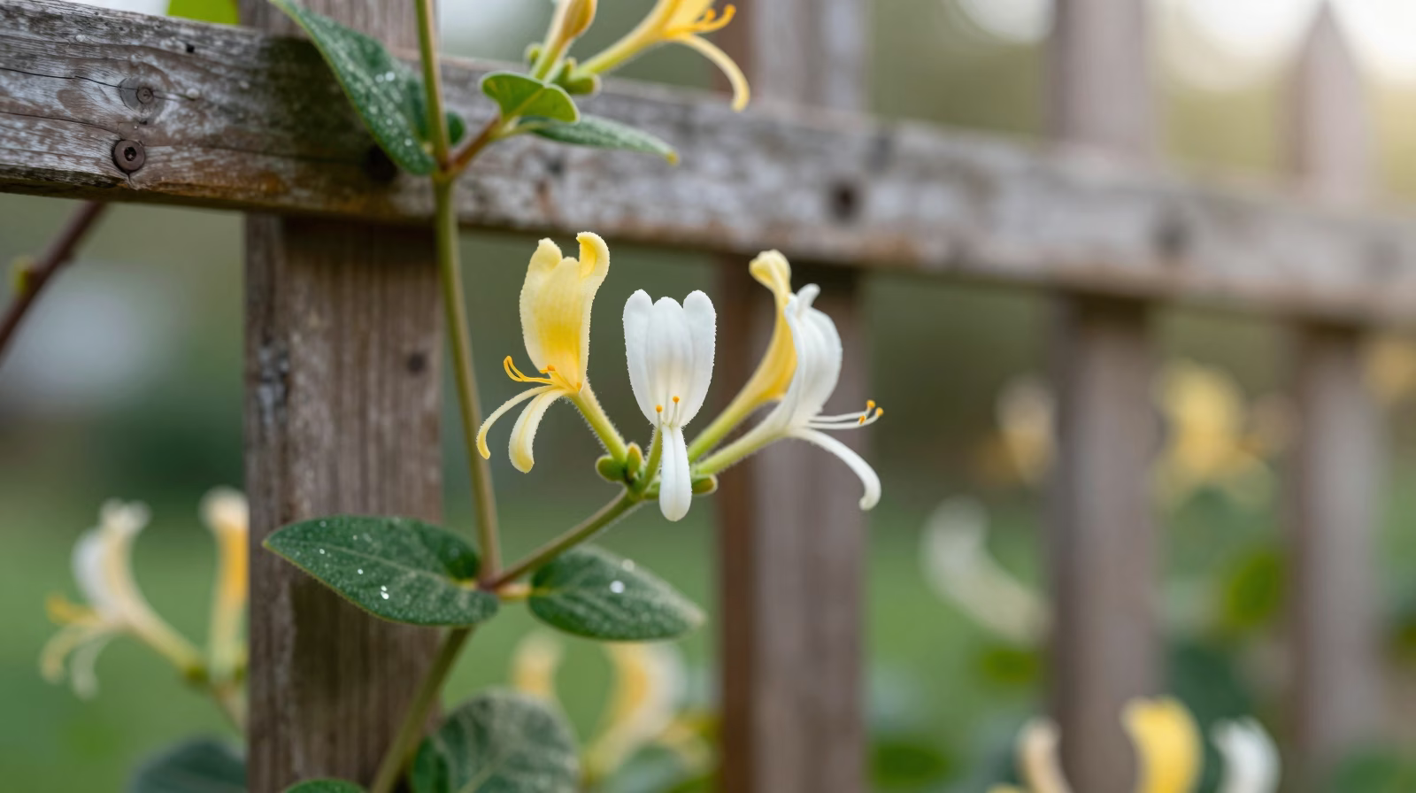 Chèvrefeuille en fleurs sur treillage