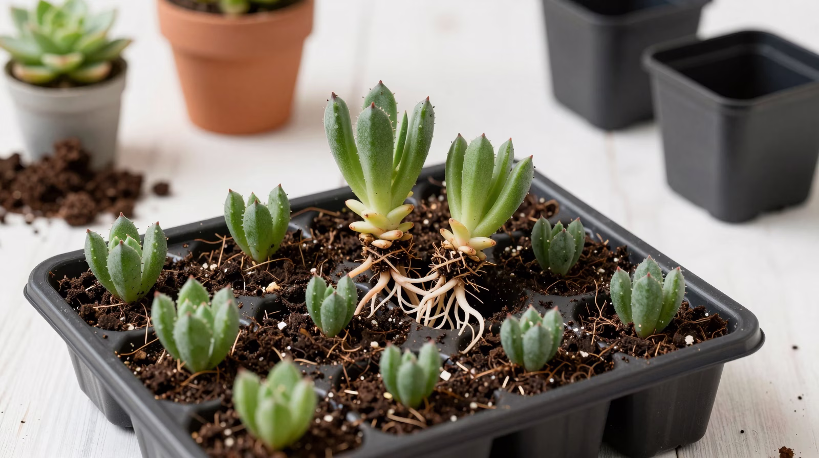 Division et bouturage des rejets de Haworthia