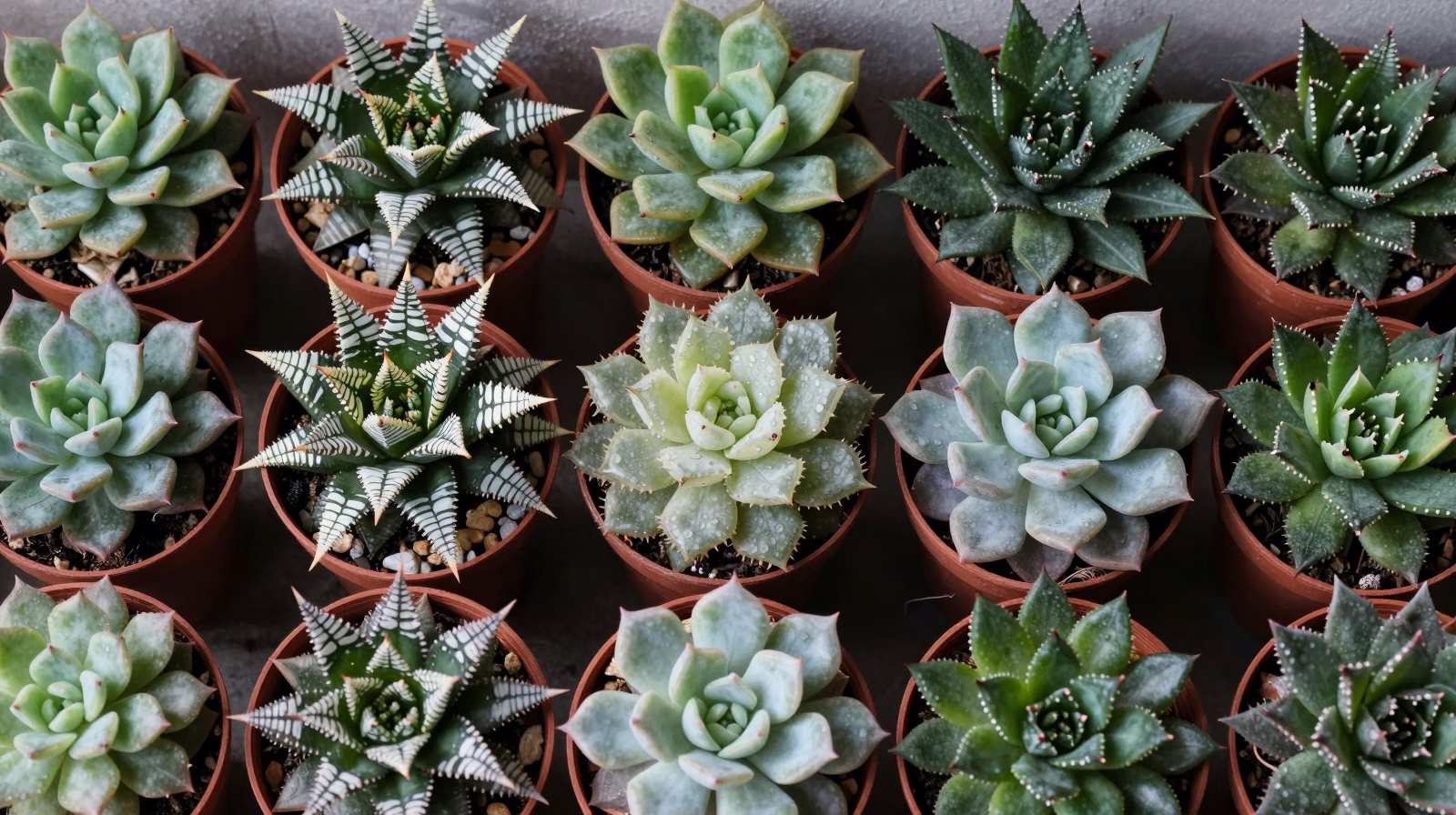 Collection de variétés de Haworthia aux motifs différents