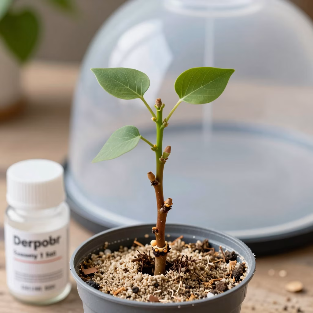 Bouture de lilas en cours d'enracinement