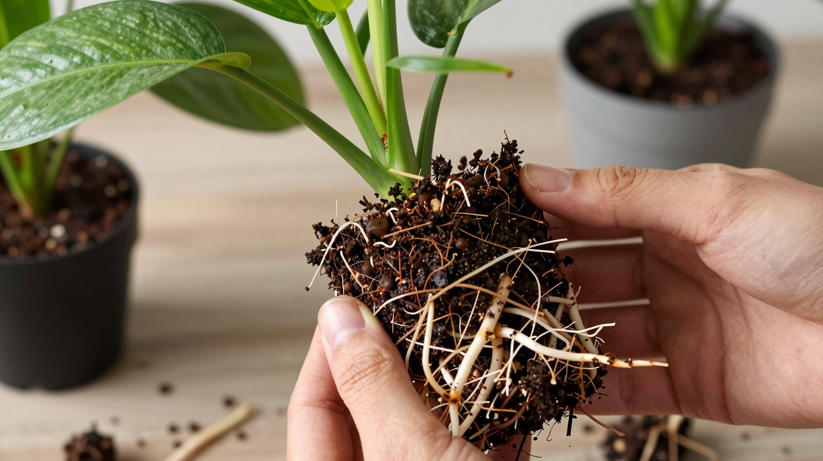 Division des rhizomes de Maranta