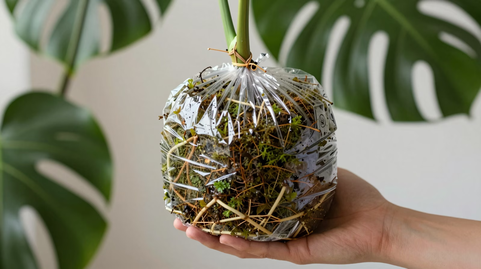 Technique de marcottage aérien sur Monstera deliciosa avec sphaigne