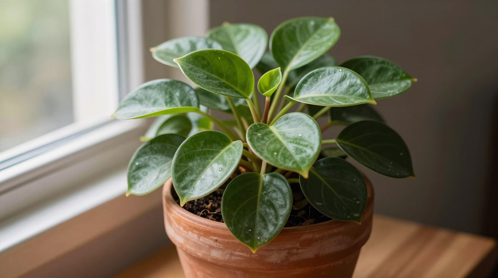 Pilea peperomioides mature avec de nombreuses feuilles rondes