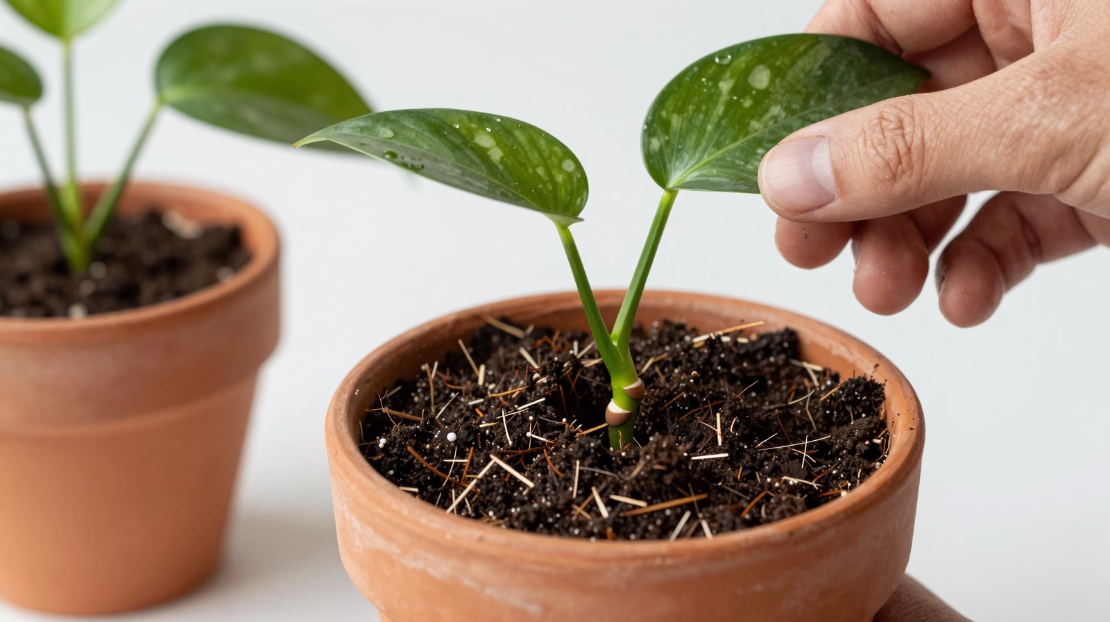 Plantation d'une bouture de Pothos en terre