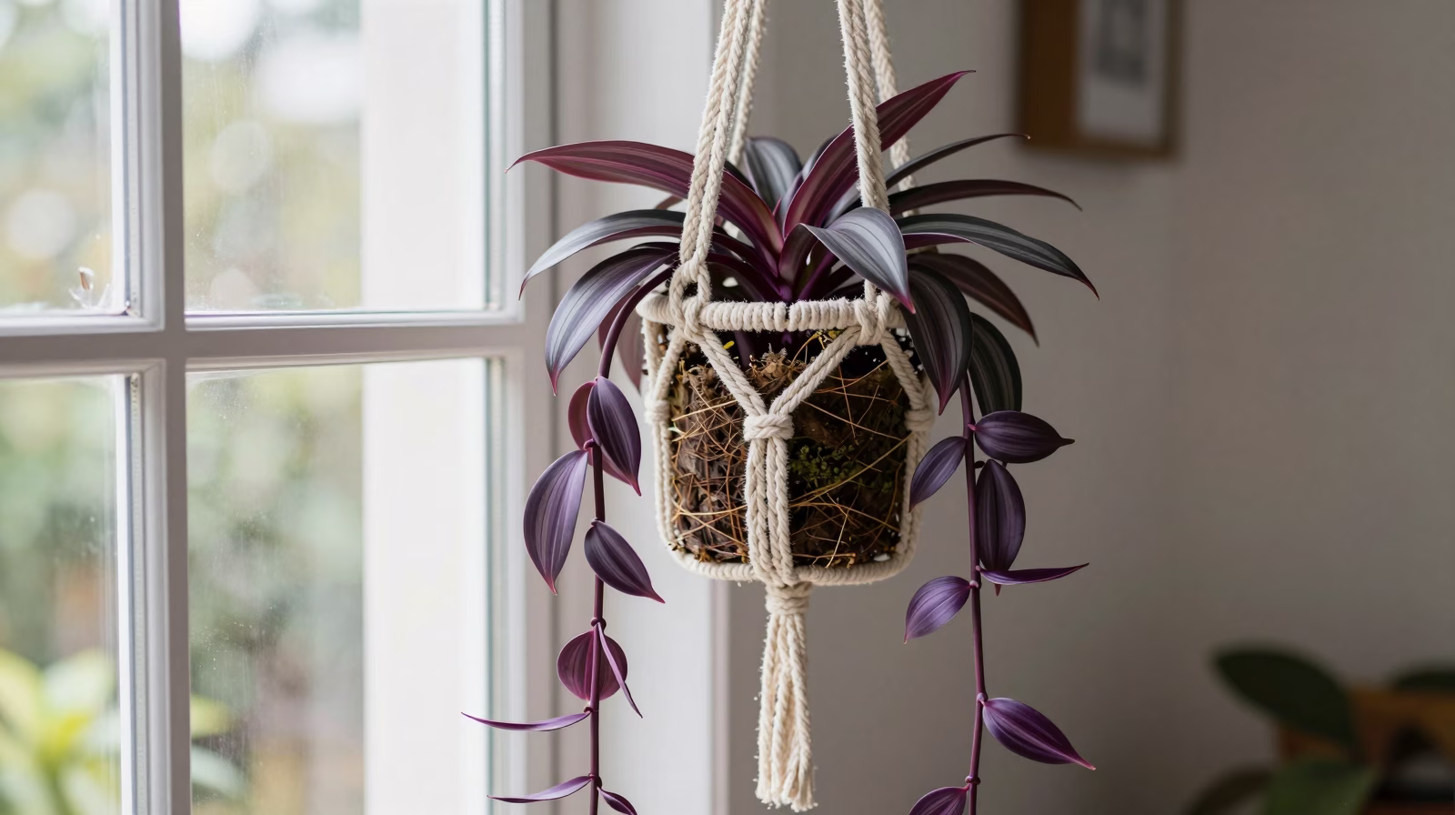 Tradescantia en suspension avec ses longues tiges retombantes